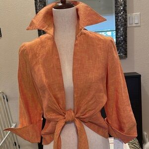 Golden Orange Tie-Front Linen Topper